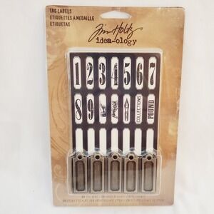 Tim Holtz Idea-ology Tag Labels Metal Frames Stickers Epoxy TH93059 New